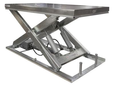 TS2000 Stół podnośny z ocynkowanymi nożycami i płytą górną ze stali nierdzewnej