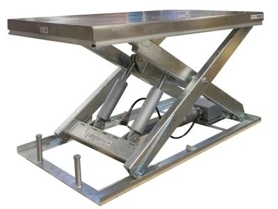 TS4000L lift table with galvanized scissor and stainless steel platform