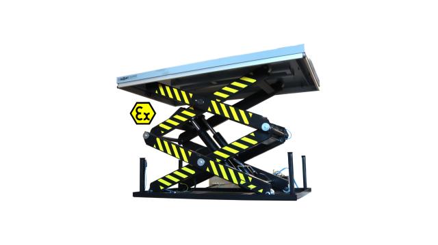 An atex vertical scissor lift table