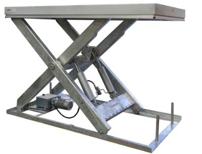 TT3000 Mesa elevadora con tijera galvanizada y placa superior de acero inoxidable